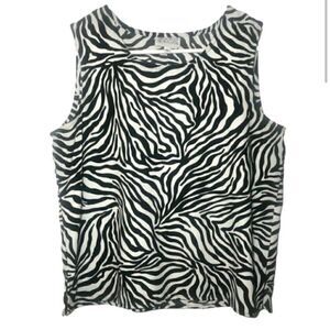 Victoria Morgan 90’s Vintage Sleeveless Top Black/White Animal Print Women’s 8